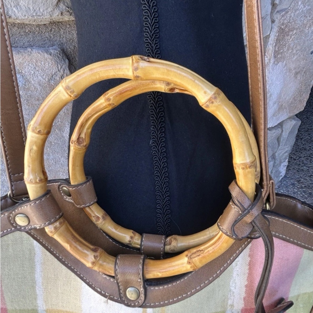 Vtg Relic Purse Pastel Plaid Convertible Bamboo Wood Handles Shoulder Strap EC‎ - Picture 4 of 7